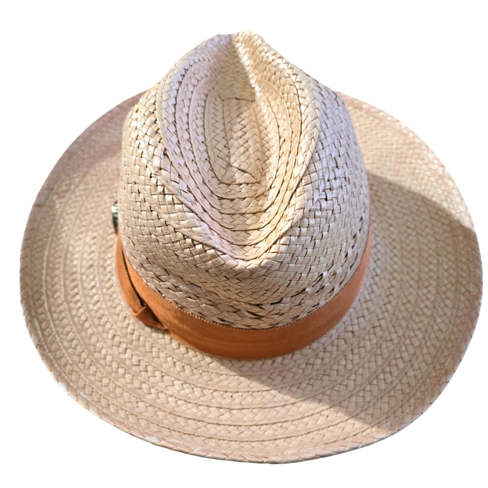 Moschino Tan Straw Hat with Orange Band